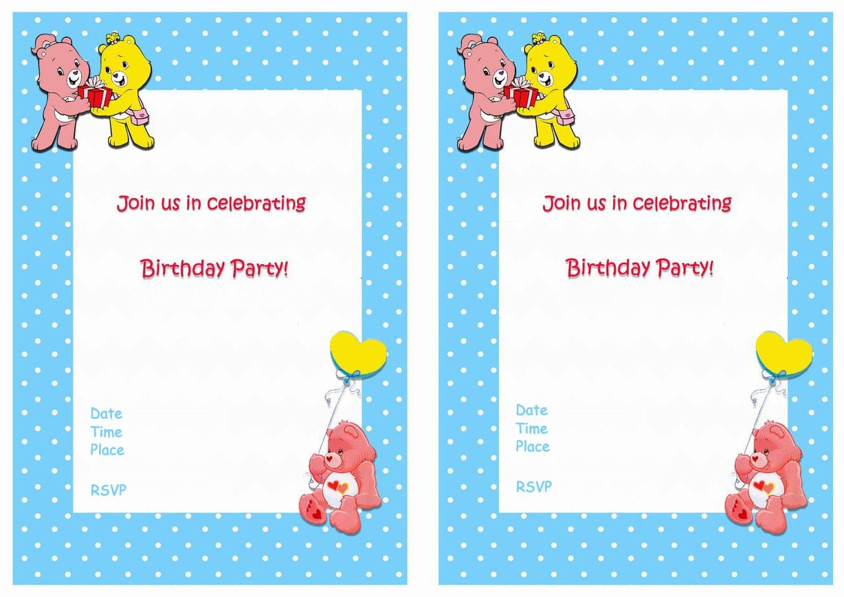 Care Bears Birthday Invitations â Birthday Printable